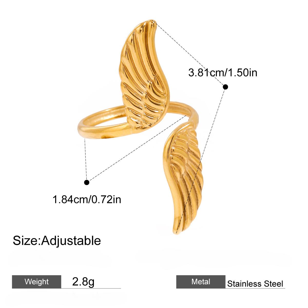 

Кольцо из нержавеющей стали с крыльями в стиле ретро, регулируемое, персонализированное, универсальное, из титановой стали