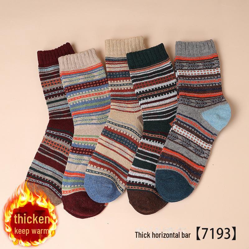 

Мужские трикотажные носки средней длины в стиле ретро — теплые осенние и зимние носки в японском стиле для людей среднего и пожилого возраста One Size