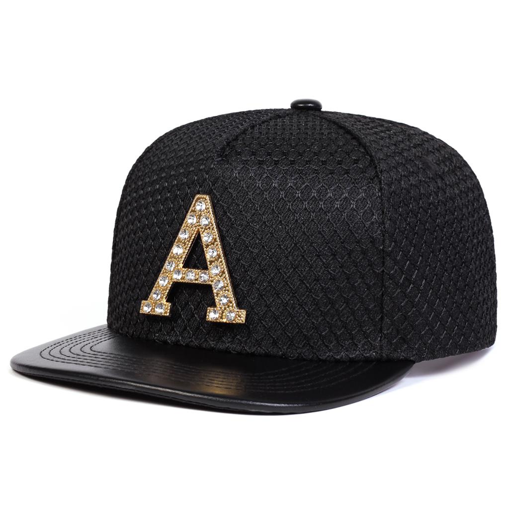 Unisex Metal with Drill A Decoration Adjustable Personality Baseball Hat Mesh Snapback Caps Spring Summer Outdoor Sport Travel for Women Men
