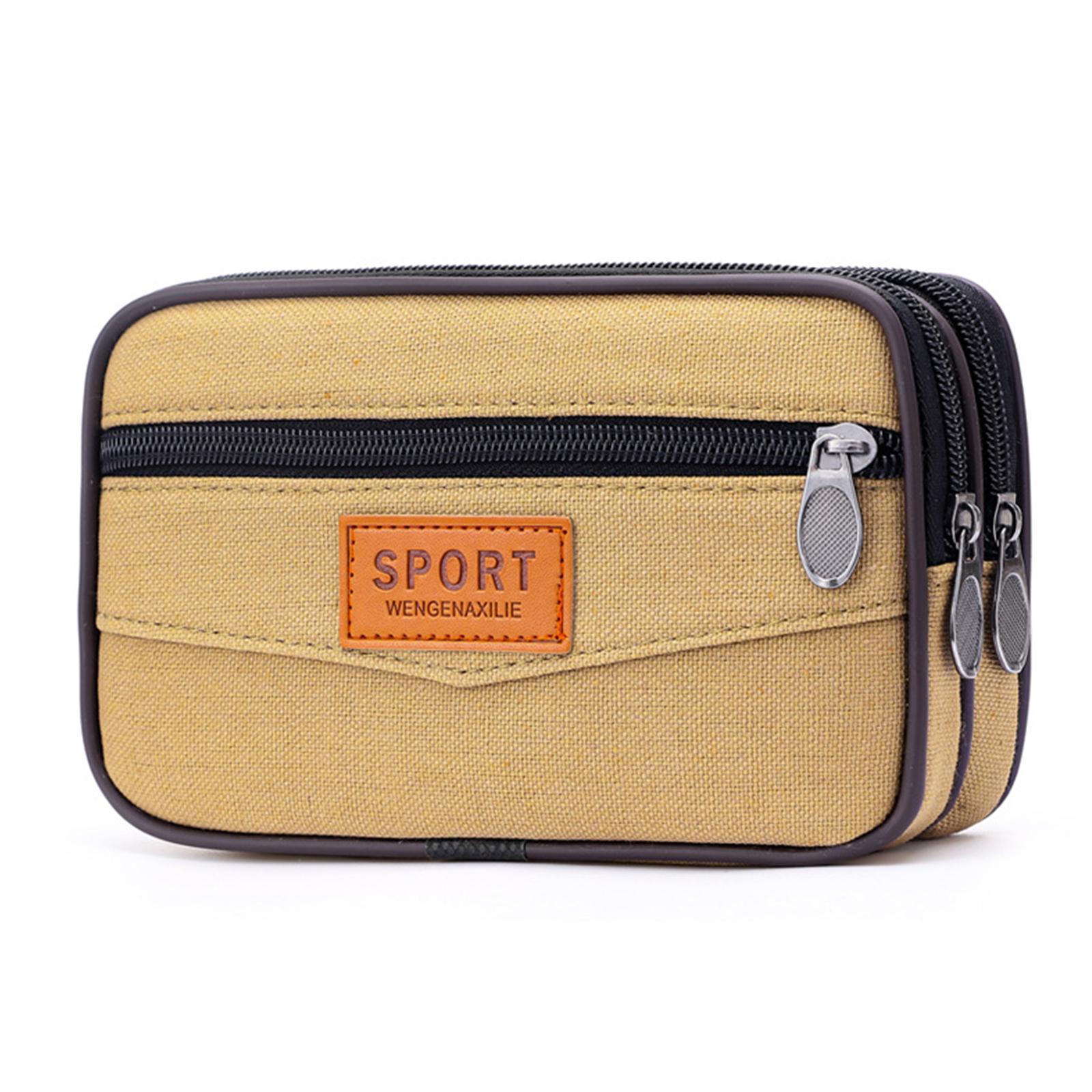 

Стильна полотняна сумка для мобільного телефону для чоловіків, сумочка на пояс великої ємності та багатошарової застібки-блискавки