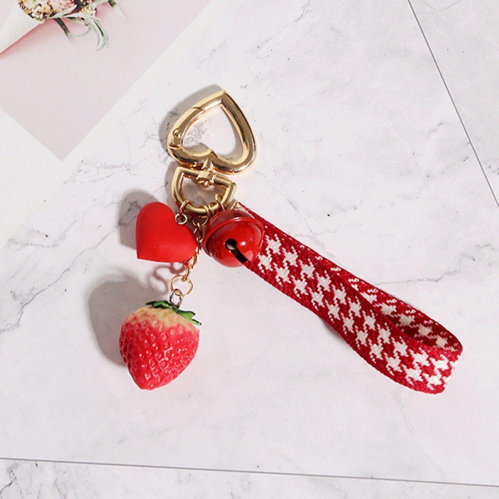 Interior Accessories Simulation Fruit Bell KeyRing Strawberry Keychain Keyrings Jewelry Gift
