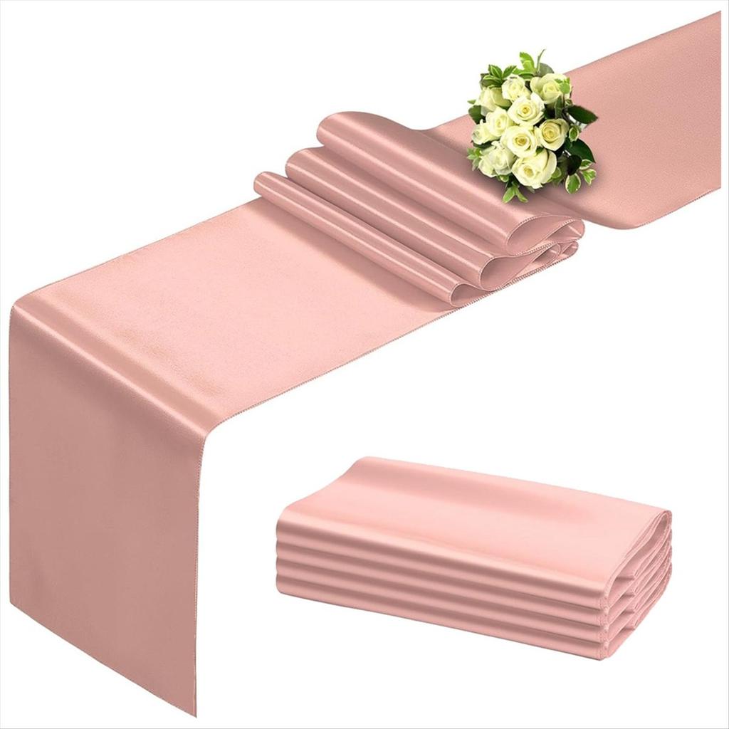 BHBL Rose Gold Table Runner 12x108 Inch 10 Pack Satin Table Runners, Smooth Table Runner for Party Wedding Banquets Birthday