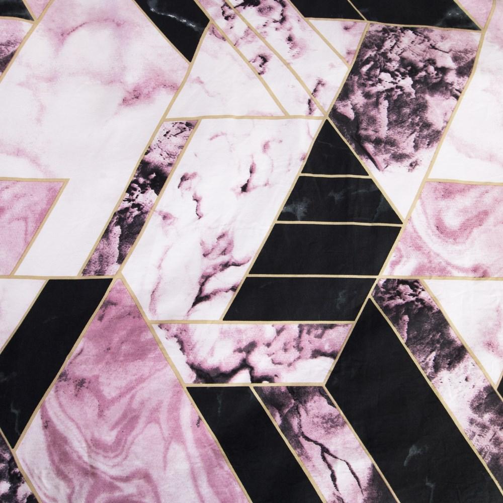 Cotton bedding 220x200 satin COTTON black pink geometric marble