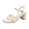 French beautiful sandals women's outer wear 2025 summer new one-word with high-end skirt summer Roman shoes