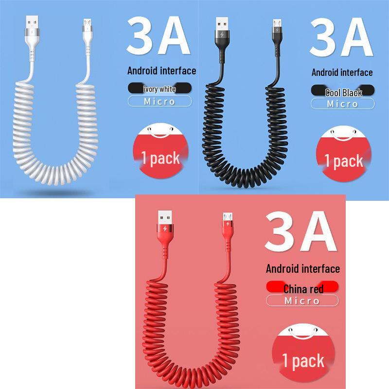 

Подпружиненный кабель для быстрой зарядки и передачи данных с двумя разъемами Type-C для Apple и Huawei
