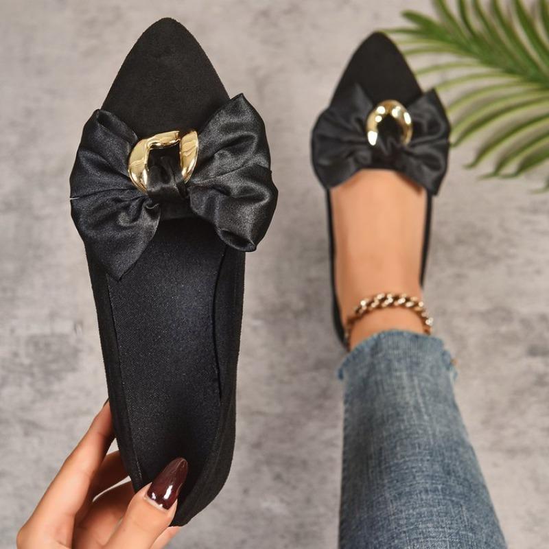 Women's Flat Shoes 2025 Slip on Outdoor Pointed Toe Flats Shallow Bow Tie Soft Sole Plus Size Comfortable Casual Walking Shoes