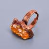 Hessonite Garnet Rough Stone Mother Gift Eternity Sisters Day Trendy Ring Copper V-11