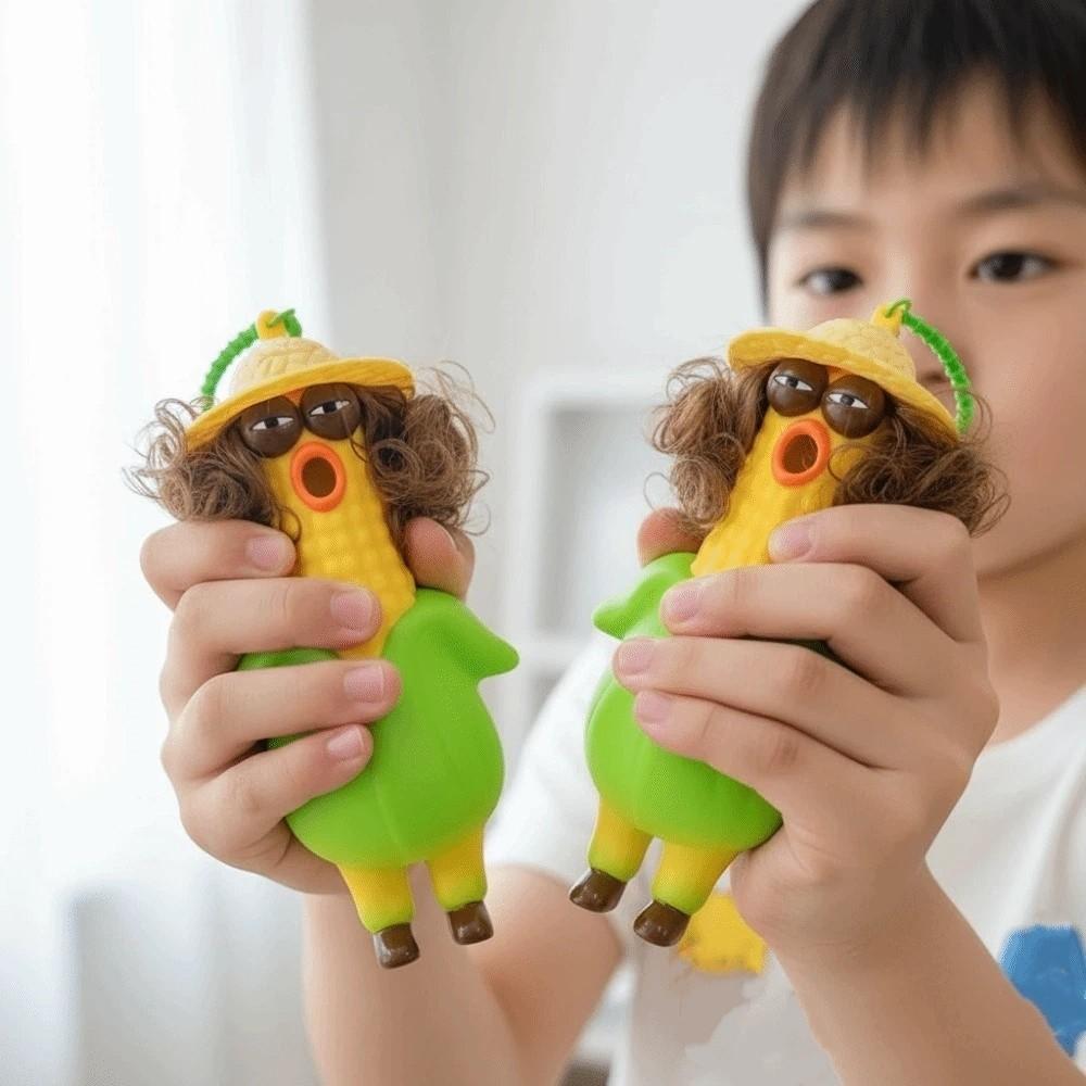 Shrill Corn Key Chain Flexible Squishy Toy Pendant Sensory Toy Screaming Chicken Teens
