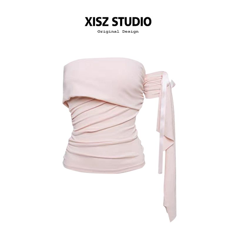 

Pure Desire Sexy Style off-Shoulder Strap Short-Sleeved T-shirt Female Summer Stylish Silm Slimming and Shoulder Hollow Chic Tops Milk White [High Quality] L