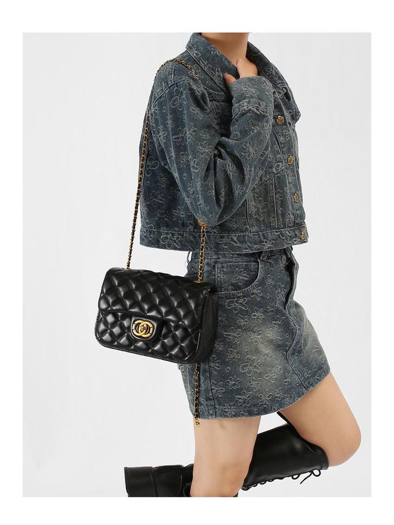 Women's Quilted Chain Crossbody Bag with Golden Ball - Trendy Small Square Design for Summer