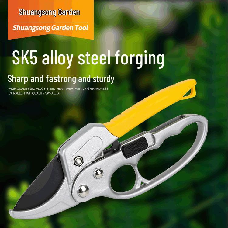 Pulley Labor-Saving Pruning Shears - Garden Segmented Tools 005 Segmented Shears (Silver Yellow Handle)