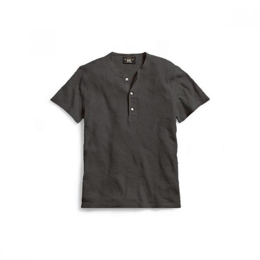 Rrl Waffle Knit Short Sleeve Henley Shirt  Mnrrkni1n820010001 XXL