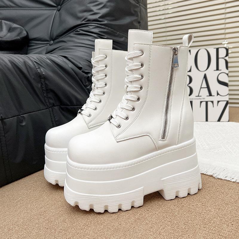 cos heightening shoes 13cm heightening and showing legs thin platform shoes small British style platform short Martin boots