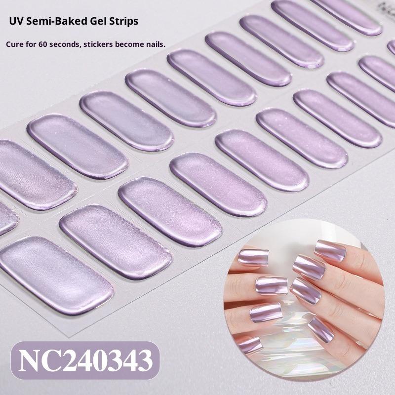 Chameleon Gradient Semi-cured Gel Nail Stickers, Cross-border Mirror Aurora Semi-baked Gel UV Nail Stickers