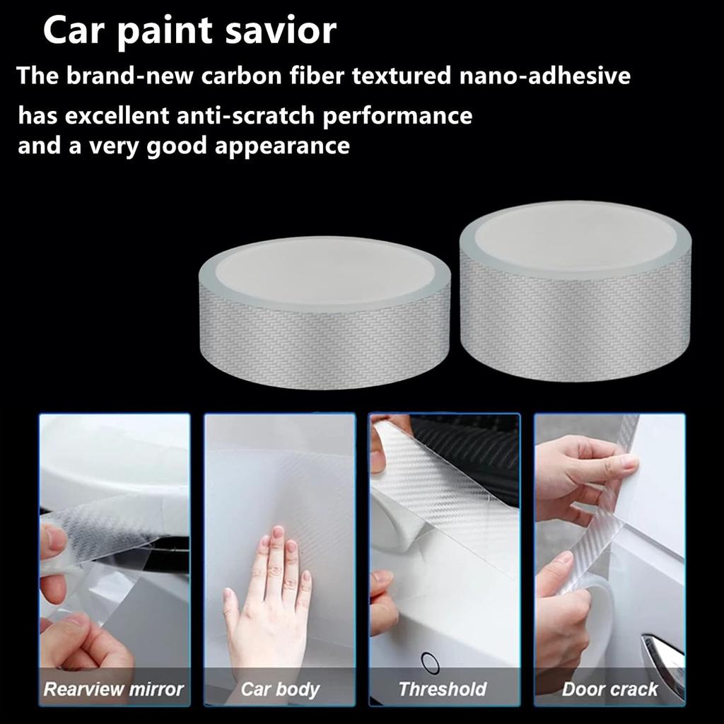 1/2pcs Carbon Fiber Sticker Car Door Sill Protector Film Auto Door Sill Edge Side Mirror Anti Scratch Tape Waterproof Stickers