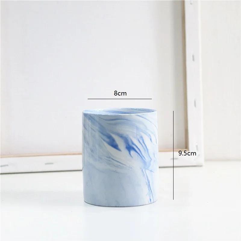 Nordic Ceramic Iron Art Marble Vase Pattern Rose Gold Green Table Plant Pot For Home Office Vases Decor Succulent Flower Pot