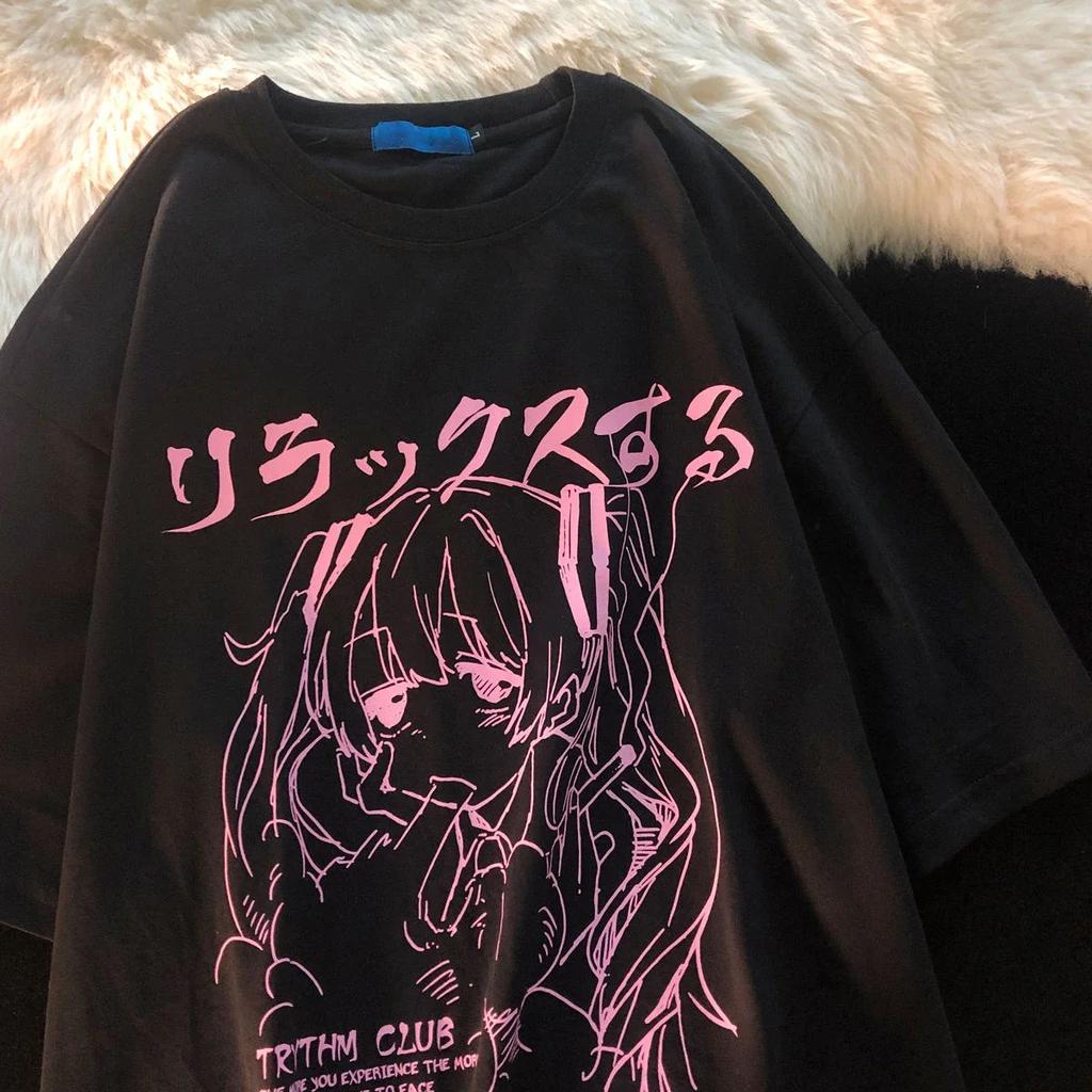 Îmbrăcăminte pentru femei Tricou pentru femei Y2k japonez Harajuku Tricouri Kawaii cu imprimeu Anime Tricou supradimensionat Plus Size Grunge Top