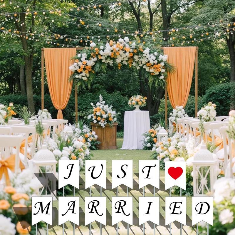 12 "Happy Wedding" Yard Signs with Stakes - Outdoor Lawn & Patio Decorations