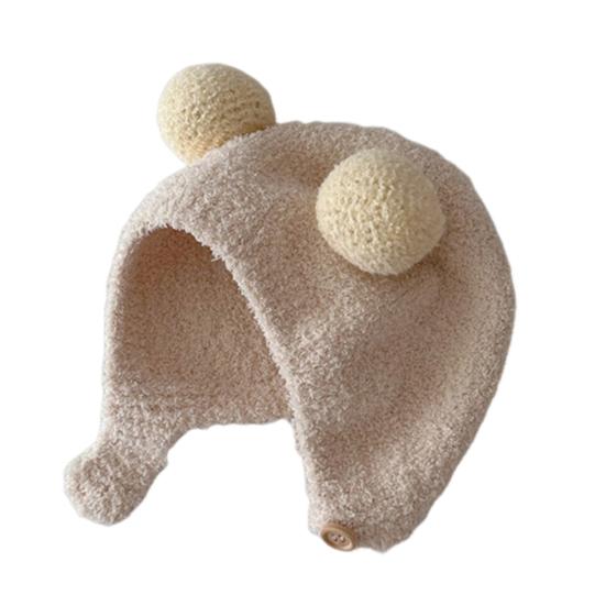 Nette Winter Warme Kinder Mädchen Jungen Baby Hut Fleece Hut mit Ball Dekor Patchwork Farbe Gehörschutz Hut Weiche Neugeborenen motorhaube Hut
