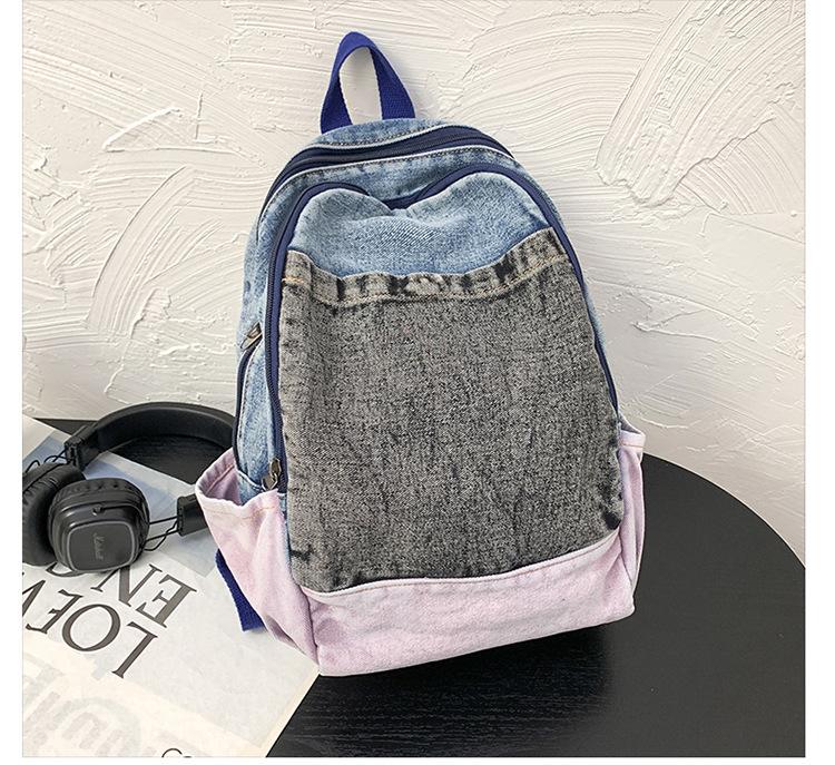 Schoolbag Japanese Vintage Denim Backpack Women's Large Capacity Lightweight Outdoor Travel Backpack Student Class Commuter School Bag