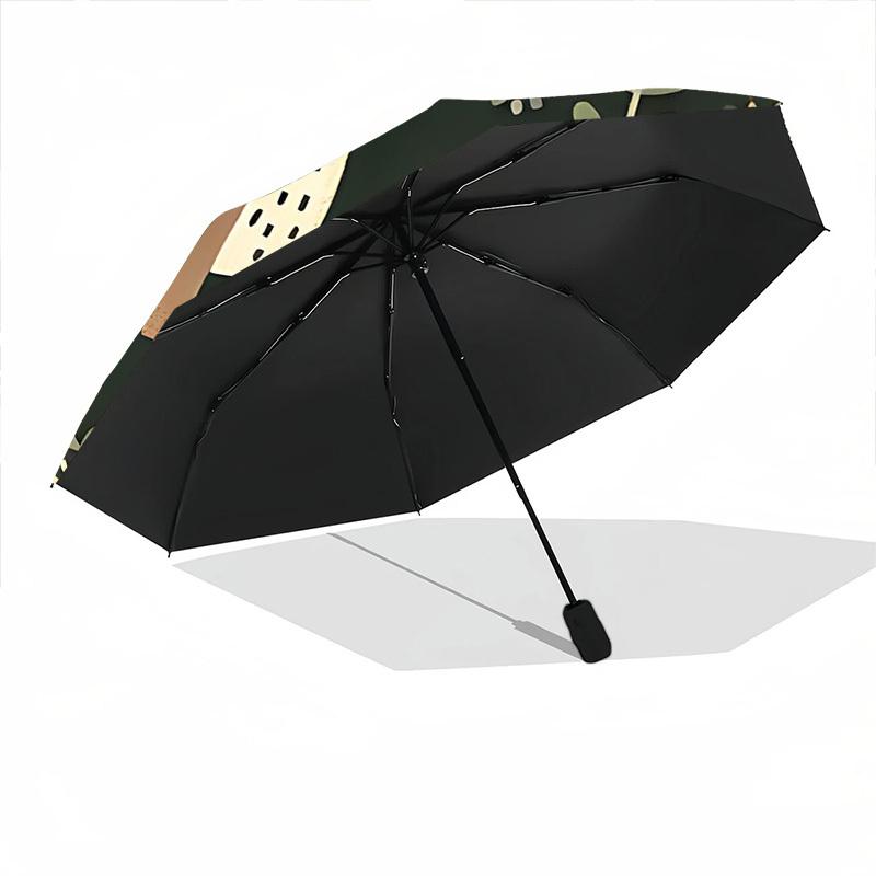 1pc Deer Floral Wreath Automatic Folding Umbrella - Windproof Compact Travel Umbrella with Auto Open/Close, 8-Rib Heavy-Duty Shaft for Women/Men A025