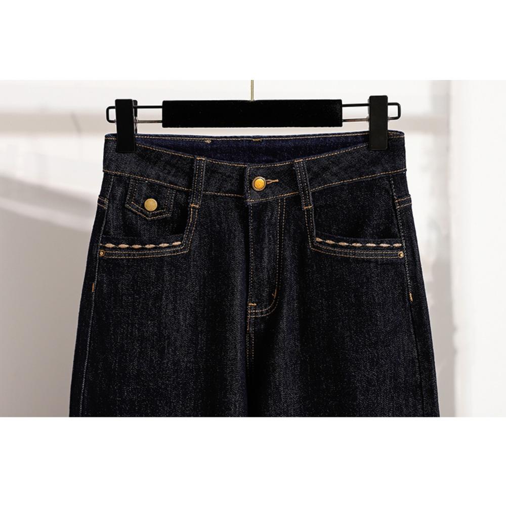 DIMANAF 2025 Plus Size Jeans Autumn Women Pants Denim Female Basic Blue High Waist Oversize Fashion New Pants 5XL