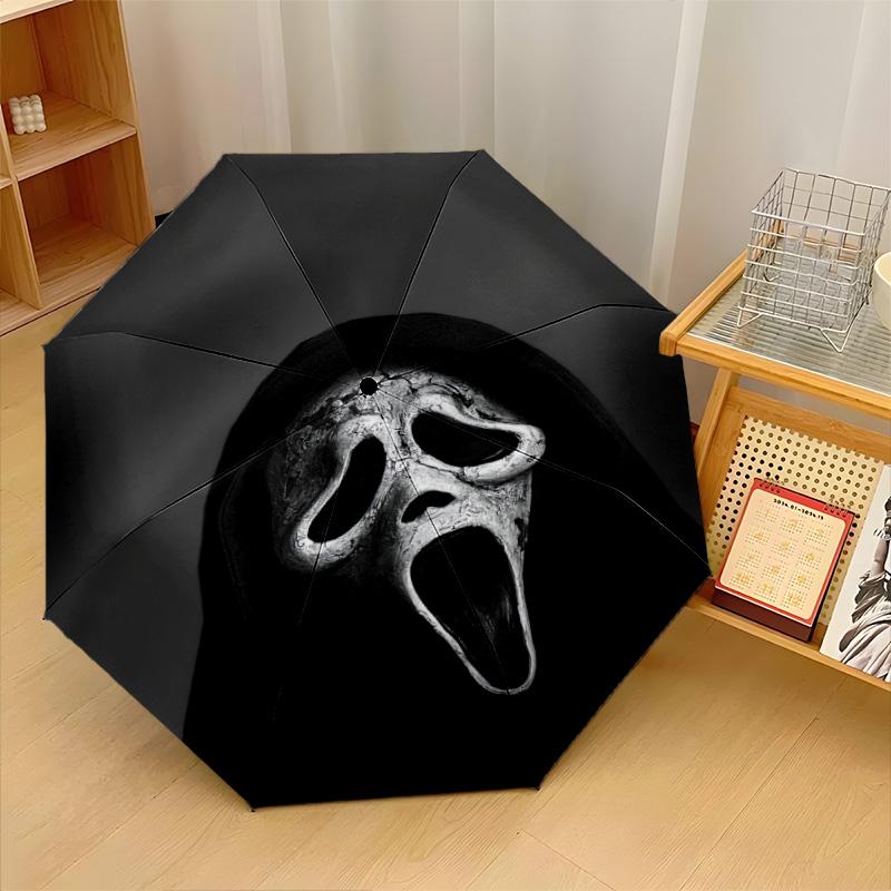 Scream Ghostface Windproof Auto 8 Rib Folding Umbrella Portable Outdoor Parasol