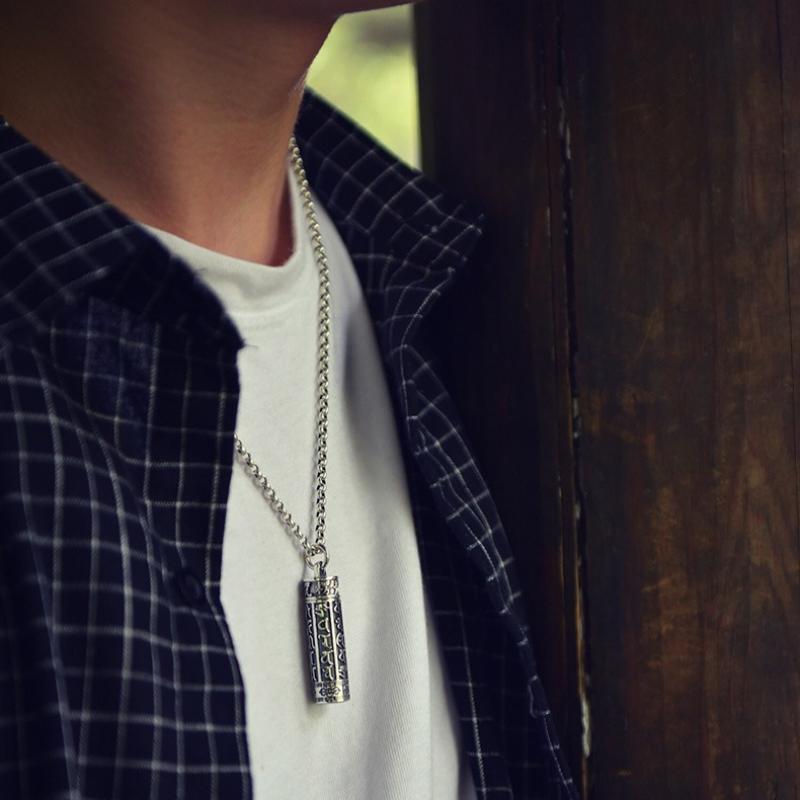 Necklace Surangama Mantra Trendy Six-character Mantra Gawu Box Trendy Decoration Pendant