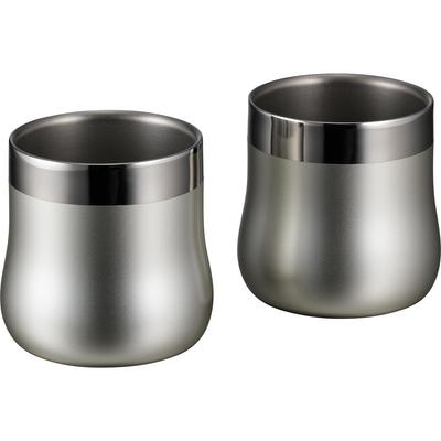 Wahei Freiz Stainless Steel 200ml Hot Matte Double-Walled Tumbler, Capacity, Two-Piece Set, & Cold, Condensation-Resistant, Finish, Tsubamesan, EM-105