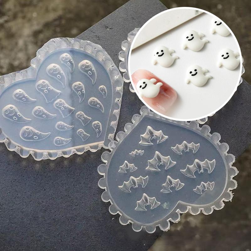 3D Geist Fledermausförmige Form Stanzschablonen UV Gel Polish Kunstform Silikon Schnitzform DIY Design Nagelanhänger Dekorationen
