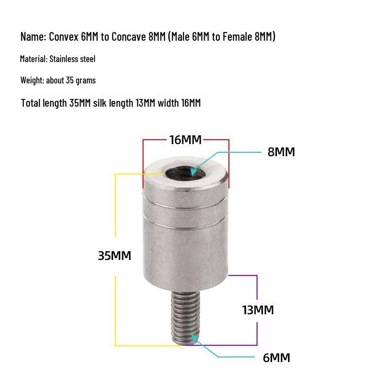 Edelstahl Kescheradapter: 6-8mm auf Imperial 12mm Reduzierstück