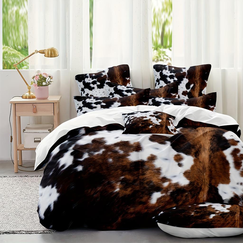 Comforter Sunflower Highland Cow Western Farm Animal Bedding Set Cowhide Comforter Microfiber Twin King Queen Bedclothes