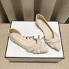 Single Shoe Women's Flat Heel 2026 New Fashionable Pearl Side Empty Women's Shoes Gentle Flat French Scoop Shoes