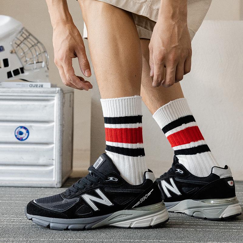 Shawn Yue Herr Cityboy Koreansk & Japansk Stil Tjockrandiga Mellanvader Sport Bomullsstrumpor