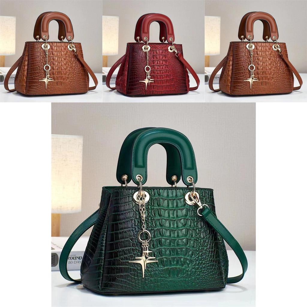 Crocodile Pattern Fashion Women's Handbag Large Capacity Soft Leather Atmospheric Middle-aged Mom Bag