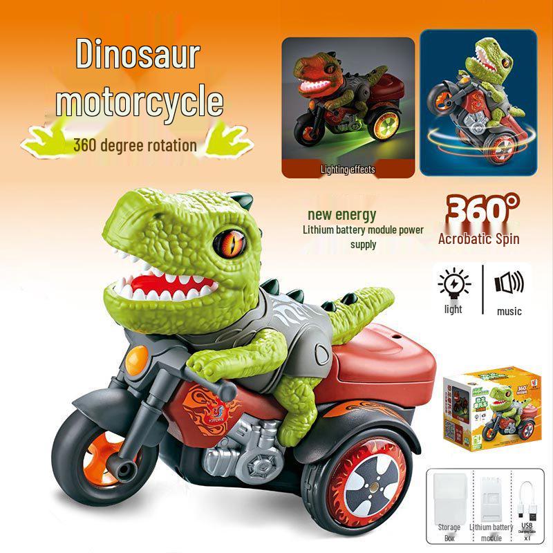 Electric T-Rex Stunt Motorcycle Toy for Kids Single Battery