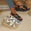 Damen Keilsandalen Sommer Neue Mode Plateau Schnallenschuhe für Damen Lässige Bequeme Sandalen Sandalias De Mujer