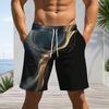 Men Plus Size Colorful Printed Beach Shorts Drawstring Waist Side Pockets Straight Leg