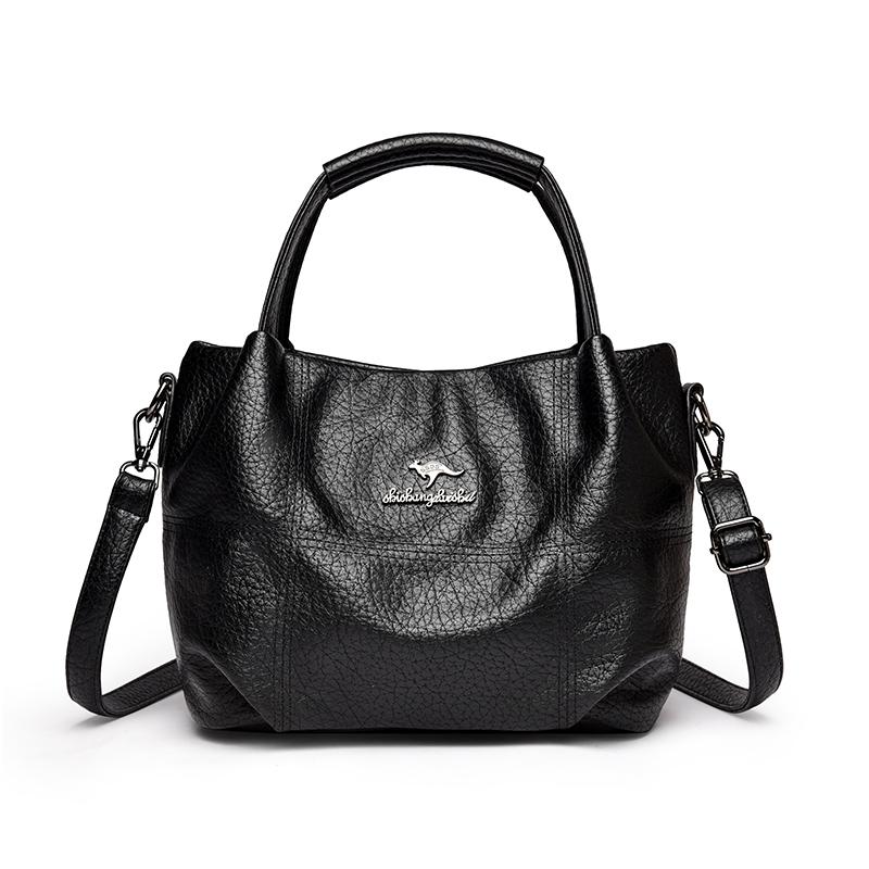 

New Women Soft Leather Top-Handle Bags Luxury Designer Handbag Solid Color Ladies Shoulder Crossbody Bag And Purse Commuting Sac чёрный