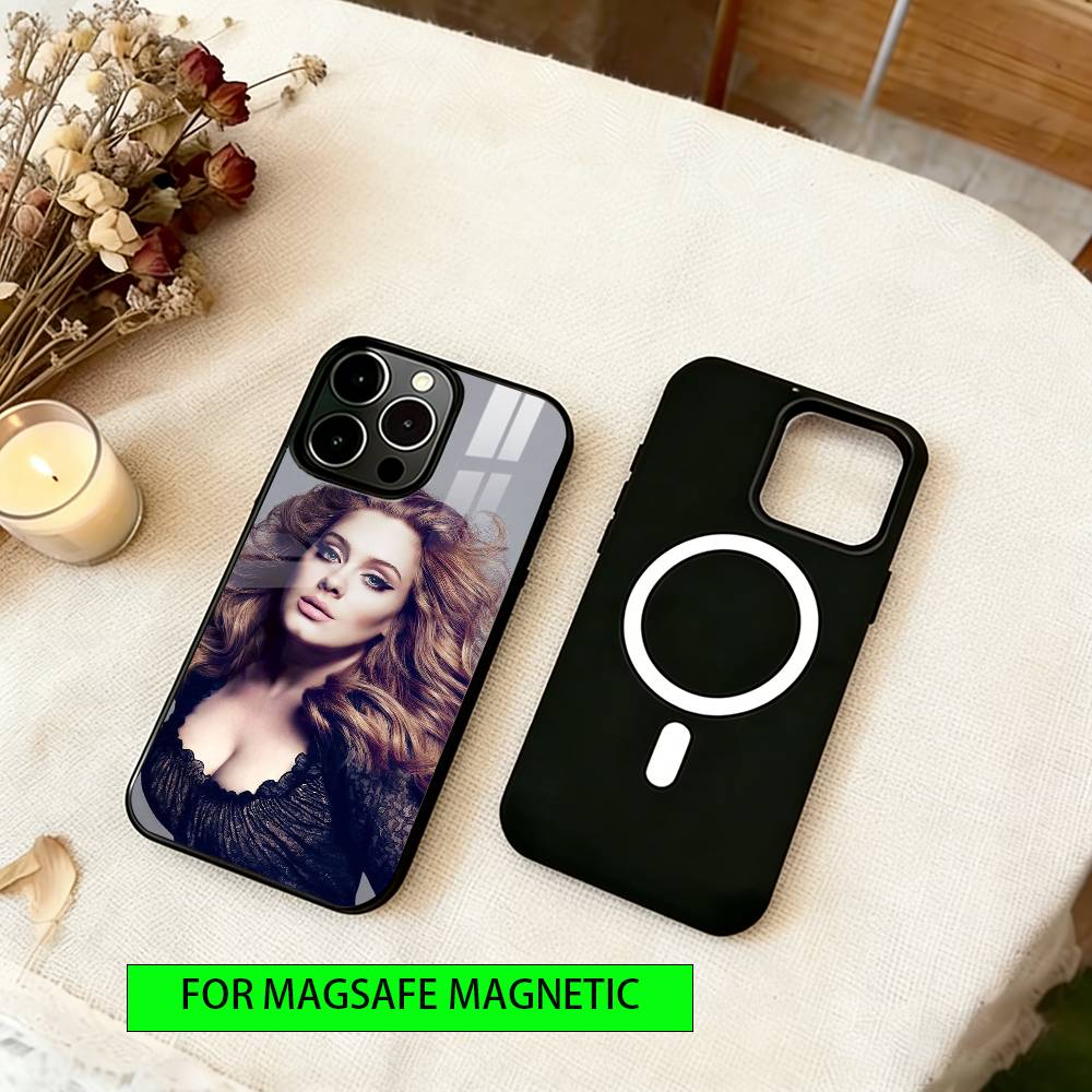 Adele Adkins zangeres Telefoonhoesje Voor iPhone17,16,15,14,13,12,11 Plus,Pro Magnetisch met Magsafe Draadloos Opladen