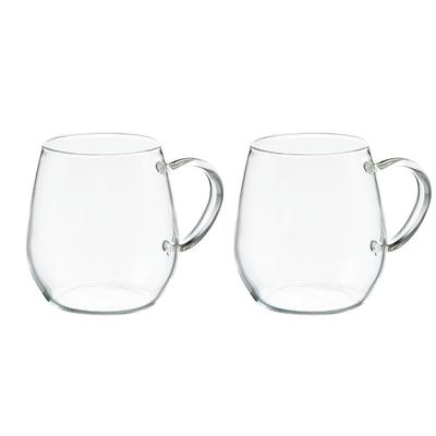 HARIO Runde Tasse Set mit 2 360ml Kaffee Tee Glas Mikrowellen- und Spülmaschinenfest Hitzebeständiges Glas Hergestellt in Japan RDM-1824