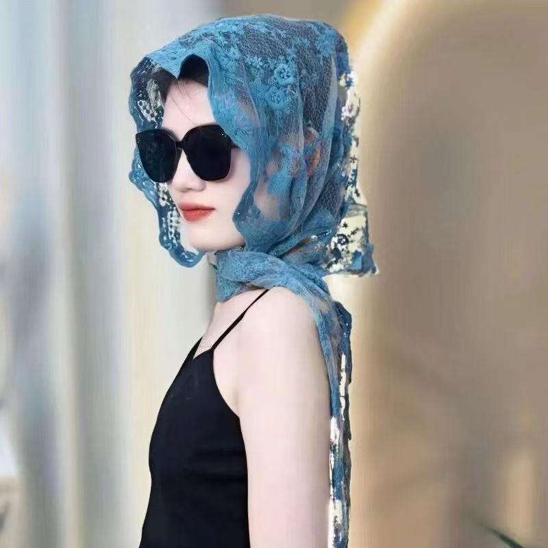 

Элегантная модная вышитая кружевная шапка, солнцезащитная шапка, универсальный стильный шарф, шапка для мужчин, женщин, детей, младенцев