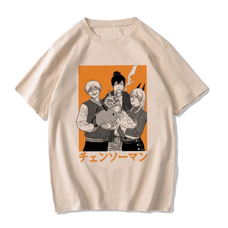 Chainsaw Unisex T Shirt Unisex EU Unisexga Cartoon Pochita Tshirt Japanese Anime Makima Harajuku Graphic Tees Clothing Tops Tshirt