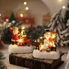 Funny Resin Christmas Village Houses Mini LED Light New Year Micro Landscape Santa Claus Craft New Year Decor Desktop Decor