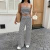 TIFICY Women's Fashion Casual Summer Spring Stripe Print Sleeveless Trousers Pants Suits