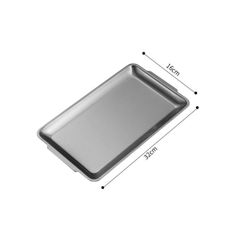 Silver Gold Stainless Steel Serving Plate Restaurant BBQ Skewers Sushi Tray Large Shallow Tray Food Storage Plates For Kitchen