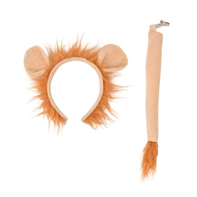 Lion Costume Accessories Set -Lion Ears Headband with Tail Lion Fancy Dress Prop