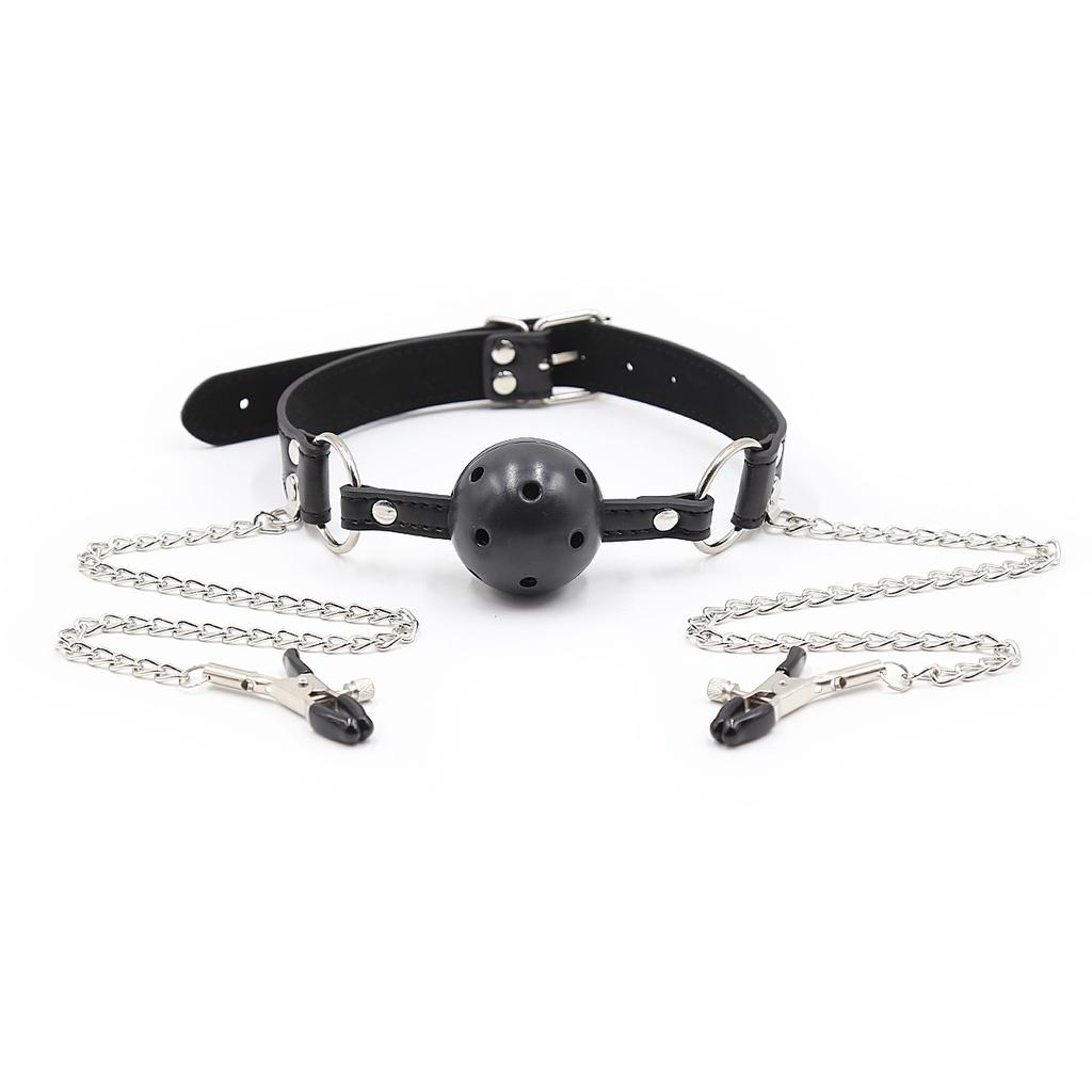 Fetish SM Toys Kit of Adults Mouth Ball Handcuffs Restraints Gag for Women Couples Games Exotic Bed Sex Toys Bdsm Bondage Set