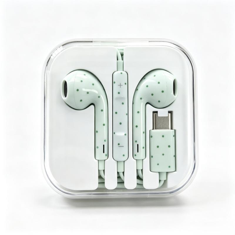 Ins Trendy Star Polka Dot Wired Earphones Semi In-Ear Type C Headphones for Phone Daily Entertainment & Calls