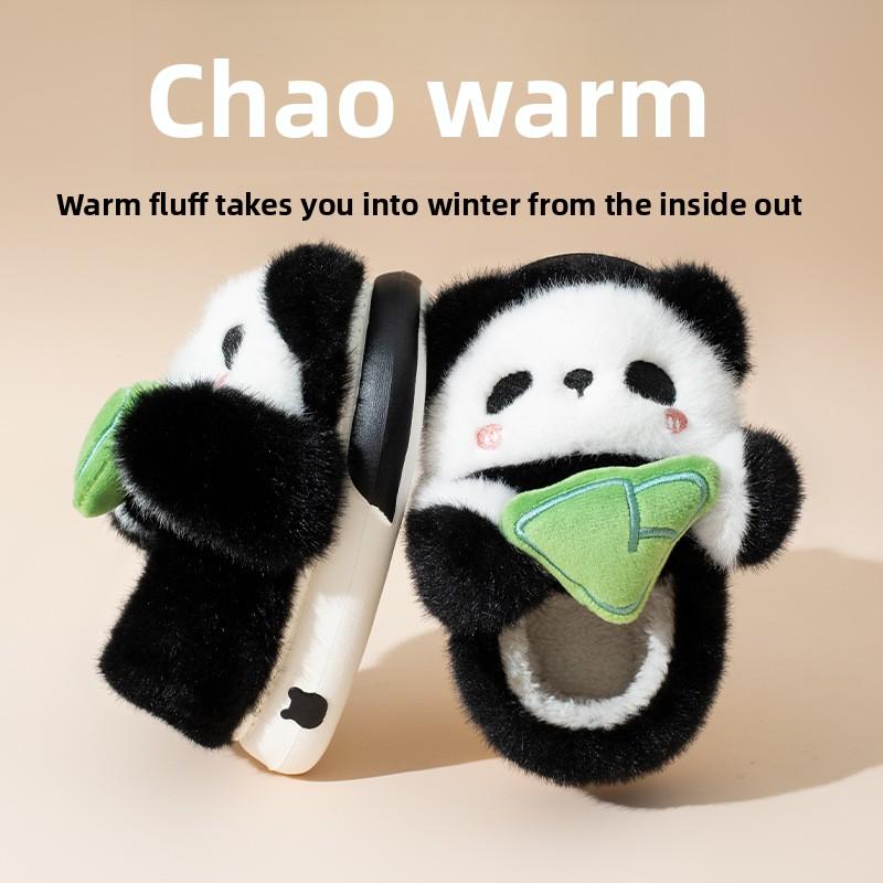 Children's Cotton Slippers In Winter Cartoon Cute Girl Plush Three-dimensional Rabbit, Children's Kindergarten Bag and Slippers